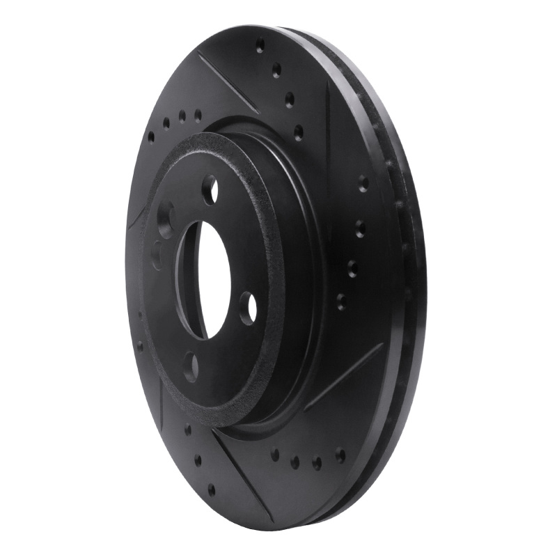 Mini Cooper Brake Rotor (1) - Front Right - R1 Concepts - Drilled & Slotted - Black - `02-`08